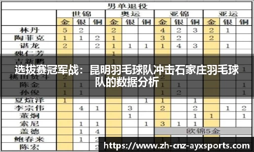 选拔赛冠军战：昆明羽毛球队冲击石家庄羽毛球队的数据分析
